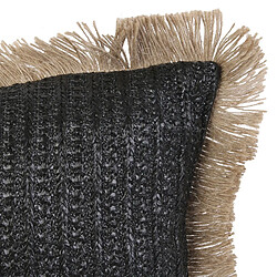 The Home Deco Factory Coussin design bord de mer en jute Raphia - L. 40 x l. 40 cm - Noir