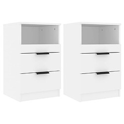 Maison Chic Lot de 2 Tables de chevet,Table de nuit,Table d'appoint pour salon Blanc Bois d'ingénierie -MN28184