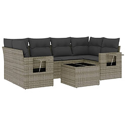 Maison Chic Salon de jardin avec coussins 7 pcs | Ensemble de Table et chaises | Mobilier d'Extérieur gris résine tressée -GKD11442