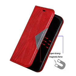 Acheter Wewoo Housse Coque Pour iPhone XR Splicing Color Hem magnétique étui à rabat horizontal en cuir avec support et fentes cartes rouge