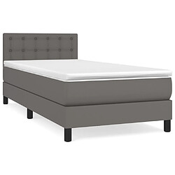 vidaXL Sommier à lattes de lit avec matelas Gris 90x190 cm Similicuir