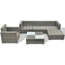 Acheter Maison Chic Salon de jardin 6 pcs + coussins - Mobilier/Meubles de jardin - Table et chaises d'extérieur Résine tressée Gris -MN66580