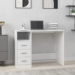 Maison Chic Bureau solide,Table de travail,Bureau d'ordinateur avec tiroirs Blanc 102x50x76 cm Bois d'ingénierie -GKD53980