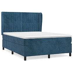 Maison Chic Lit Adulte - Lit simple Lit à sommier tapissier et matelas moelleux - Meuble de Chambre - Bleu foncé 140x190cm Velours -MN94030