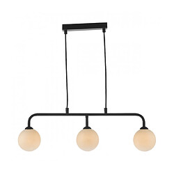 Luminaire Center Suspension Feya Noir mat,Verre opal 3 ampoules 18,5cm