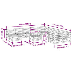 vidaXL Salon de jardin 12 pcs cire marron bois de pin massif pas cher