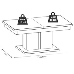 Acheter Dansmamaison Table basse avec allonge Blanc Brillant - KIELE