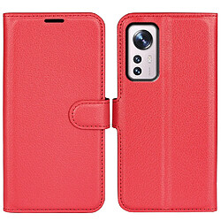 Etui en PU texture litchi rouge pour votre Xiaomi 12/12X