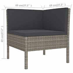 Maison Chic Salon de jardin 3 pcs + coussins - Mobilier/Meubles de jardin - Table et chaises d'extérieur Résine tressée Gris -MN47356 pas cher