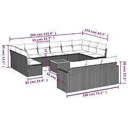 Avis Maison Chic Salon de jardin avec coussins 14 pcs | Ensemble de Table et chaises | Mobilier d'Extérieur beige résine tressée -GKD41466