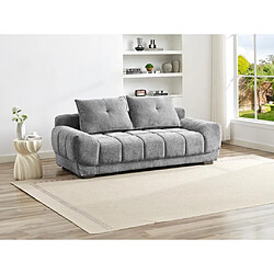 Vente-Unique Canapé 3 places convertible en tissu gris FERLI