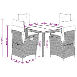 vidaXL Ensemble à manger de jardin coussins 5pcs Noir Résine tressée pas cher