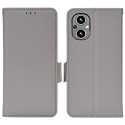 Etui en PU texture litchi, antichoc, fermeture magnétique avec support, gris pour votre OnePlus Nord N20 5G