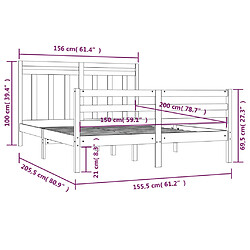 vidaXL Cadre de lit sans matelas 150x200 cm bois massif pas cher