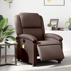 Maison Chic Fauteuil Relax pour salon, Fauteuil de massage inclinable électrique marron similicuir -GKD98674