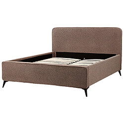 Beliani Lit double 160 x 200 cm en bouclé marron VALOGNES pas cher