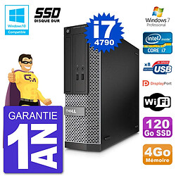 PC Dell 3020 SFF Intel i7-4790 RAM 4Go SSD 120Go Graveur DVD Wifi W7 - Occasion