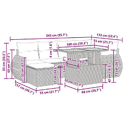 vidaXL Salon de jardin avec coussins 7 pcs beige résine tressée pas cher