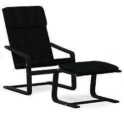 vidaXL Chaise de relaxation avec repose-pied Noir Tissu