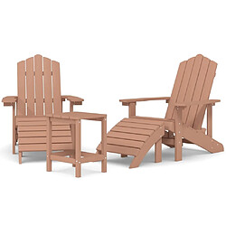 Maison Chic Chaises de jardin Adirondack,Fauteuil/Chaise d'extérieur Adirondack repose-pied et table PEHD Marron -MN21328