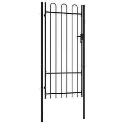 vidaXL Portillon simple porte avec dessus arqué Acier 1x2 m Noir