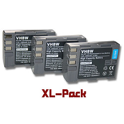 vhbw 3x Batteries remplacement pour Fuji NP-150 pour appareil photo, reflex numérique (1300mAh, 7,2V, Li-ion)