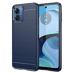 Htdmobiles Coque pour Motorola Moto G14 - housse etui silicone gel carbone + verre trempe - BLEU FONCE