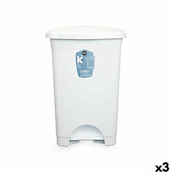 BigBuy Home Poubelle à pédale Blanc Plastique 50 L (3 Unités)