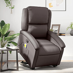 Maison Chic Fauteuil Relax pour salon, Fauteuil inclinable de massage marron foncé cuir véritable -GKD76074