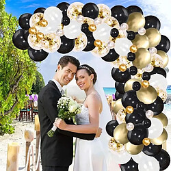 Acheter Euro Mega Kit Arche Guirlande Ballons Noir Or avec Ballons Latex Confettis d'Or Noir Blanc Fête Anniversaire Mariage