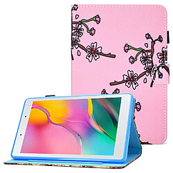 Etui en PU motif de lignes de piqûres avec support et porte-cartes pour votre Samsung Galaxy Tab A 8.0 (2019) SM-T290 (Wi-Fi)/SM-T295 (LTE) - fleur