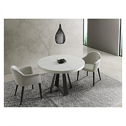 Inside 75 Table repas extensible DELIA 8 couverts 105/170x105cm pied métal noir plateau céramique blanc