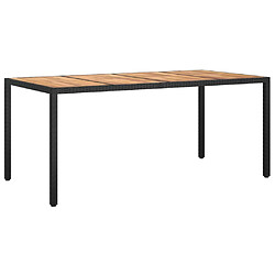 vidaXL Table de jardin 190x90x75 cm Résine tressée et bois acacia Noir