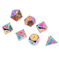 Ensemble de 7pcs dés polyédriques en alliage de zinc arc-en-ciel pour le jeu Donjons u0026 Dragons A pas cher