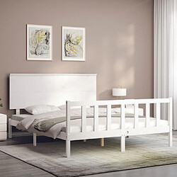 Avis Maison Chic Lit adulte - Cadre Structure de lit avec tête de lit Contemporain blanc King Size bois massif -MN20100