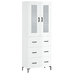 vidaXL Buffet haut Blanc brillant 69,5x34x180 cm Bois d'ingénierie