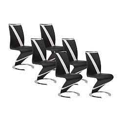 Vente-Unique Lot de 6 chaises TWIZY - Simili noir & blanc 