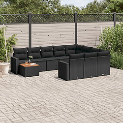 Maison Chic Salon de jardin 11 pcs avec coussins | Ensemble de Table et chaises | Mobilier d'Extérieur noir résine tressée -GKD76062