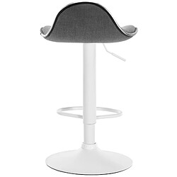 Decoshop26 Tabouret de bar x1 assise ergonomique en tissu gris clair pied en trompette en métal blanc 10_0005397 pas cher