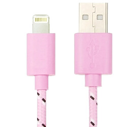 Wewoo Câble rose pour iPhone 6 et 6 Plus, 6s 6s Plus, 5 5S 5C de charge de transfert de données USB en nylon de style 2m,