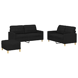 Maison Chic Ensemble de canapés 3 pcs avec coussins, Canapé droit Sofa pour Salon Noir Tissu -GKD634942