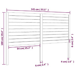 Acheter vidaXL Tête de lit Noir 141x4x100 cm Bois massif de pin