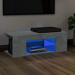 Maison Chic Meubles TV avec lumières LED - Banc TV pour salon gris béton 90x39x30 cm -MN13948