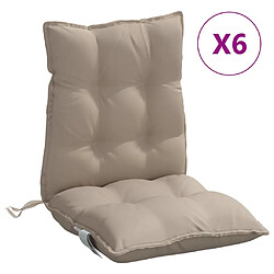 vidaXL Coussins de chaise à dossier bas lot de 6 taupe tissu oxford