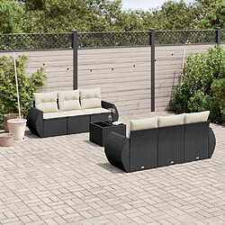 Maison Chic Ensemble Tables et chaises d'extérieur 7pcs avec coussins,Salon de jardin noir résine tressée -GKD218497