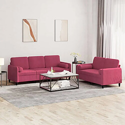 Maison Chic Ensemble de canapés 2 pcs avec coussins, Canapé droit Sofa pour Salon rouge bordeaux velours -GKD708705