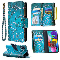 Etui en PU fermeture à glissière d'impression de modèle arbre avec fleur pour votre Samsung Galaxy A51 SM-A515