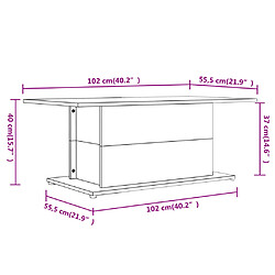 vidaXL Table basse blanc brillant 102x55,5x40 cm bois d'ingénierie pas cher