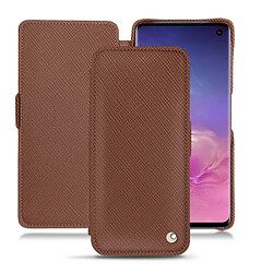 Housse cuir Samsung Galaxy S10 - Rabat horizontal - Marron délicat ( Pantone #95614d) - NOREVE