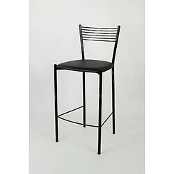 Tommychairs - Set 2 tabourets Elegance pour la Cuisine et Bar, Structure en Acier peindré Noir et Assise en Cuir Artificiel Noir